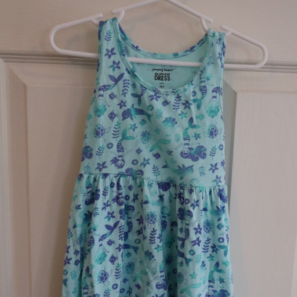 Girls Blue/Teal Mermaid dress 3T Tank Top Jumping Beans All Day Play